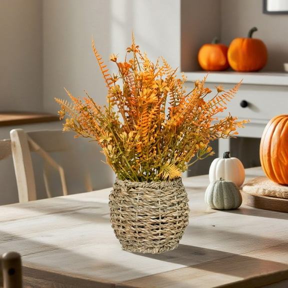 Fall Artificial Flower Arrangements, 11x25cm Autumns Simulation Flower Desktop Decorations with Pot, Home Decorations Thanksgiving Desktop Decorations for Living Room Office Bathroom Kitchen
