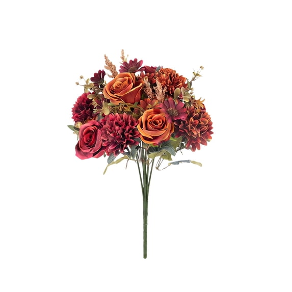 Fall Artificial Flowers like Real Artificial Bouquet, Silk Artificials Roses Bouquet with Daisy Chrysanthemum Roses Hydrangea for Centerpiece Table Wedding Party Home Decor Autumn Celebrations