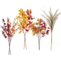 Fall Artificial Flowers Orchid Fall Leaves Faux Reed Set Fall Stems Branches for Vases Home Autumn Thanksgiving Table Centerpieces Wedding Harvest Floral Decor 35In