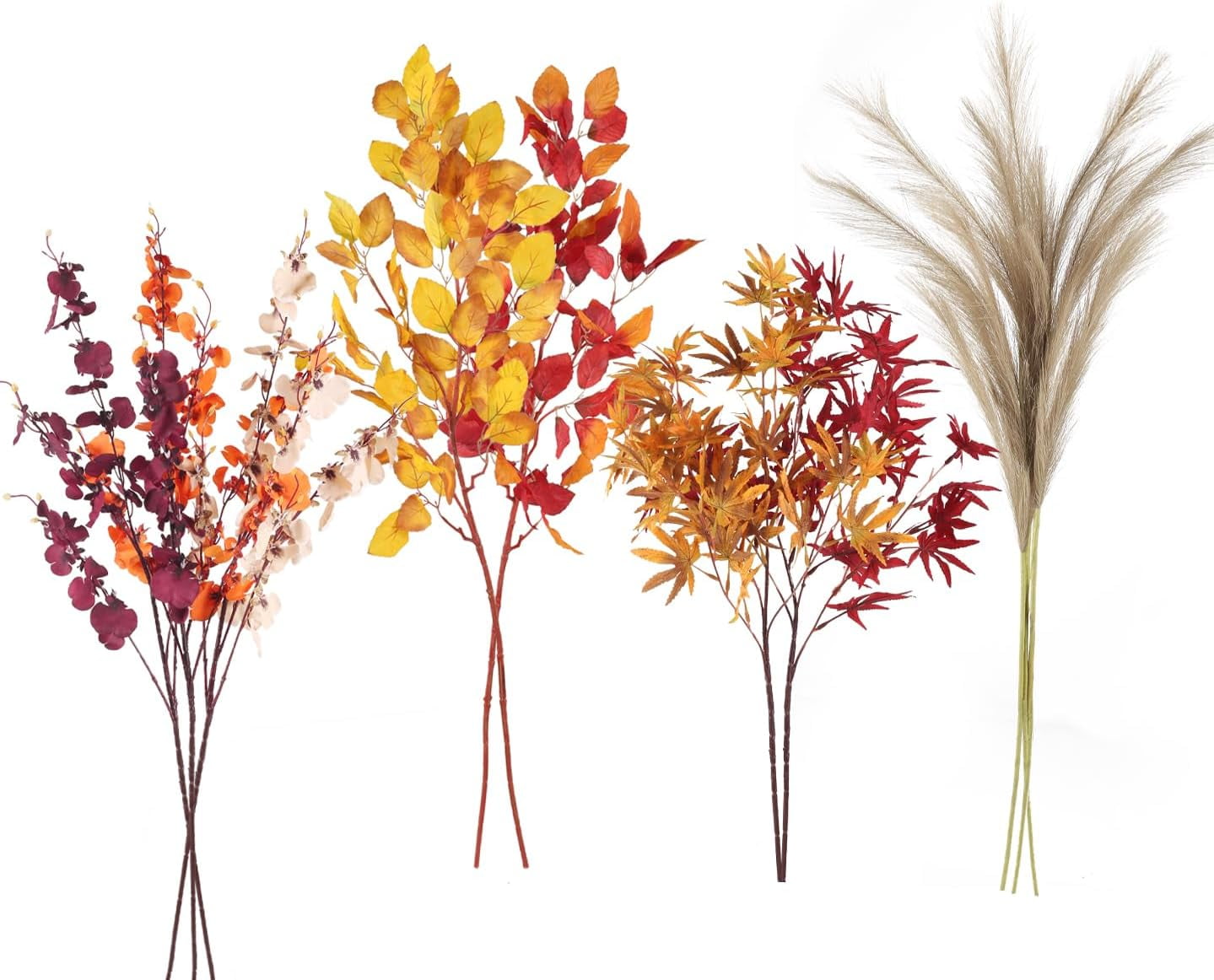 Fall Stems Fall Artificial Flowers Orchid Fall Leaves Faux Reed Set Fall Stems ...