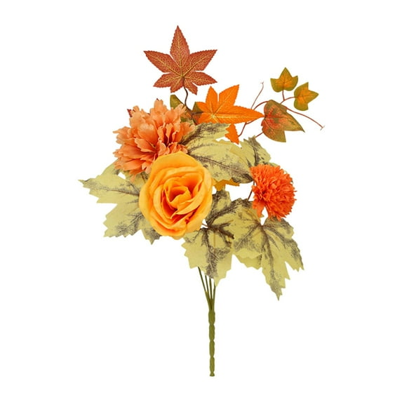 Fall Artificial Flowers Sunflower Roses Pumpkins Arrangement, Autumn Centerpiece for Home Table Decor Thanksgiving Harvest Display Multicolor3