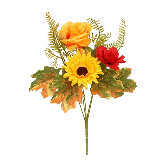 Fall Artificial Flowers Sunflower Roses Pumpkins Bouquet for Autumn Decor, Lifelike Fall Arrangements Stems for Home Wedding Table Centerpieces Thanksgiving Harvest , An Autumn Artificial Flower