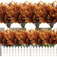 thumbnail image 1 of Fall Artificial Flowers UV Resistant Plants Fall Decorations, Faux Plastic Eucalyptus Greenery Shrubs Fake Plant Autumn Indoor Outdoor Home Fireplace Garden Thanksgiving Decor(Fall Orange), 1 of 5
