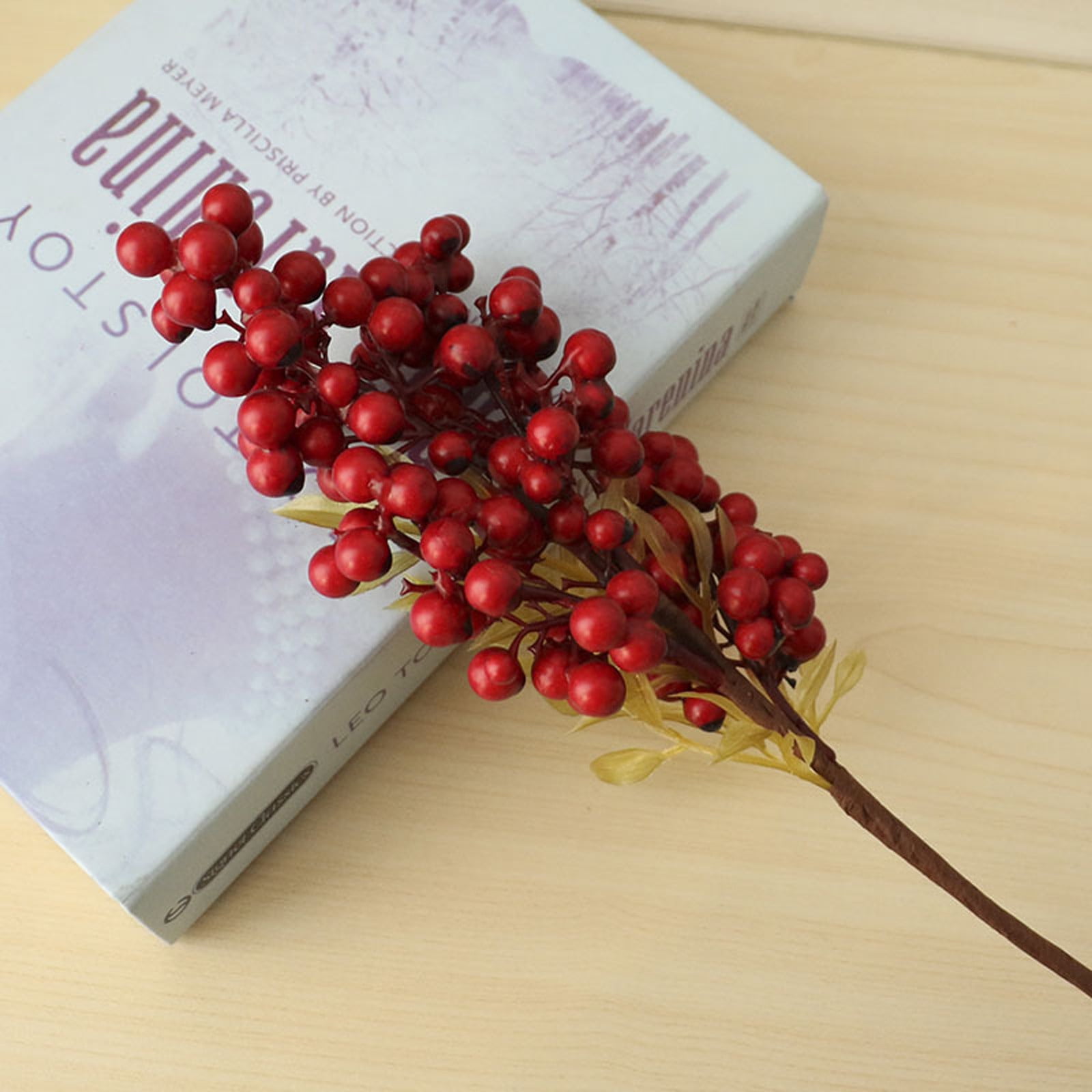 Fall Artificial Long Stem Flowers Red Berry Pick Holly Branch Wreath