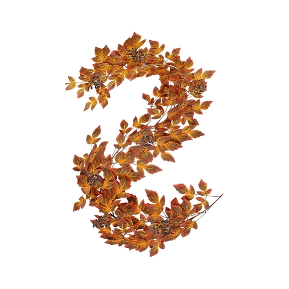Fall Artificial Maple Leaf Garland,Flexible Weather Resistant Faux Leaves for Dining Table Living Room Fireplace 70.86 Inch