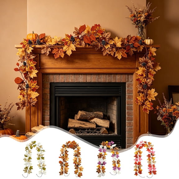 Fall Artificial Maple Leaves Thanksgiving Autumn Leaf for Wedding Party Table Fireplace Decor Halloween Maple Leaf Vines