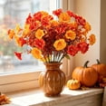 thumbnail image 1 of Fall Artificial Orange Flower Bouquet, Realistic Silk Morning Glories for Thanksgiving, Halloween & Home Decor, 1 of 5