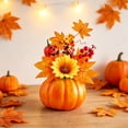 thumbnail image 1 of Fall Artificial Pumpkin Floral Centerpiece with Sunflowers and Skull for Mantel, Table and Halloween Thanksgiving Decor, Harvest Celebration, Table Accent, 1 of 6