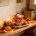 thumbnail image 1 of Fall Artificial Pumpkin, Maple Leaf, Berry Arrangement with Metal Basket, Preassembled Floral Centerpiece for Home and Thanksgiving Decor, 1 of 6