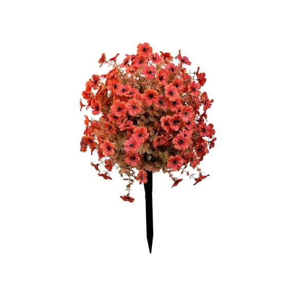 Fall Artificial Topiary Ball Tree with Spike Clearance, 25.6" UV Resistant Outdoor Porch Faux Shrubs Plants Greenery with Mums Flowers Violet, Fake Bushes for Garden Pathway