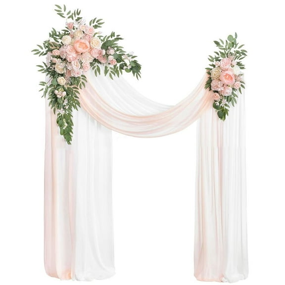 Fall Artificial Wedding Arch Flowers Kit Ideal for Autumn Outdoor Parties Features Brunt Orange Terracotta Floral Design as Backdrop for Rose Arbor