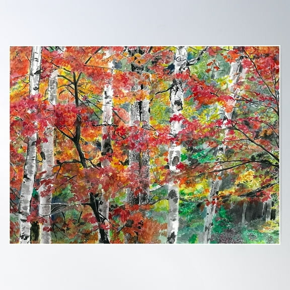 Fall Aspens Poster Wall Art, Modern Wall Decor For Living Room Bedroom, 8x12 UNFRAMED