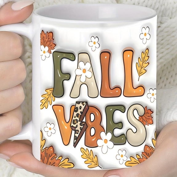 Fall Atmosphere Ceramic Mug Fall Themed Coffee Mug Leopard Print And Floral Design Refrigerator Dishwasher Washable Juice Milk Teacups Holiday Gifts Christmas Thanksgiving Mother S Day Coffee Mugs