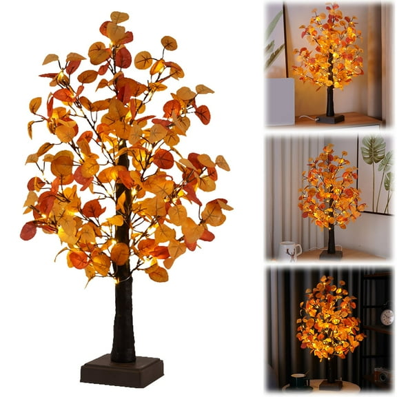 Fall Autumn Artificial Tree,Led Festival Decoration Home Decor Lights Indoor Room Scenes With Luminous Trees,1 Yellow Leaf Tree Lamp In Autumn