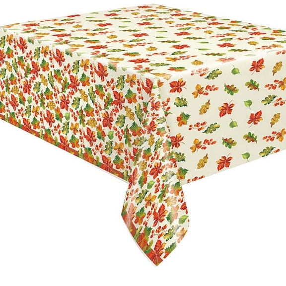 Various Autumn 'Berries and Leaves' Waterproof Plastic Tablecover, 1ct