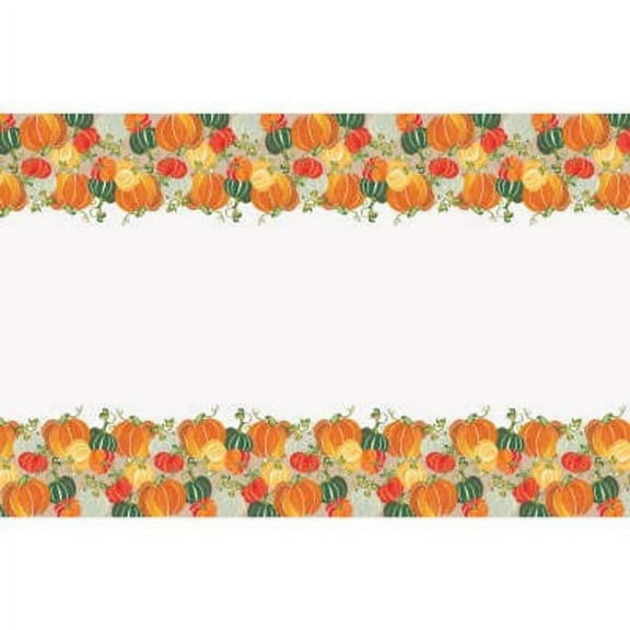 Various Colorful Pumpkins Plastic Tablecloth, 54" x 84", Fall Autumn