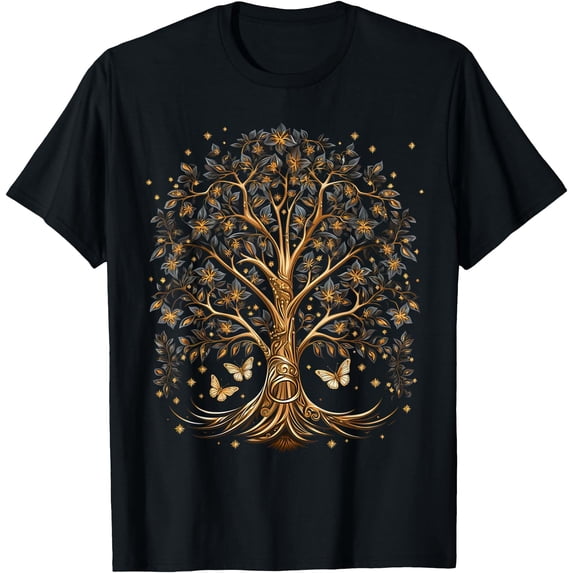 Fall Autumn Falling Leaves With Tree And Butterfly Positive T-Shirt ...