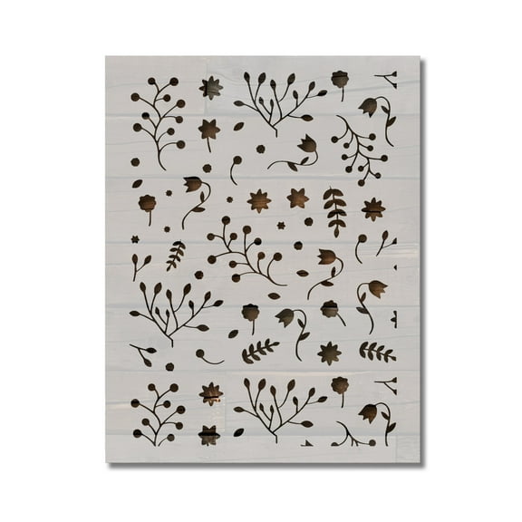 Fall Autumn Floral Pattern Leaves Flowers Stencil Template Reusable 8.5 x 11 Inches for Painting on Walls, Wood, Arts and Crafts by Stencilville