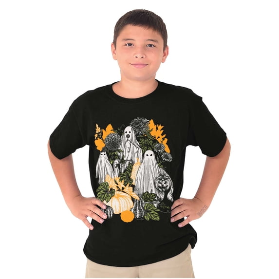 Fall Autumn Ghosts and Pumpkins Crewneck T Shirts Boy Girl Teen Brisco Brands L