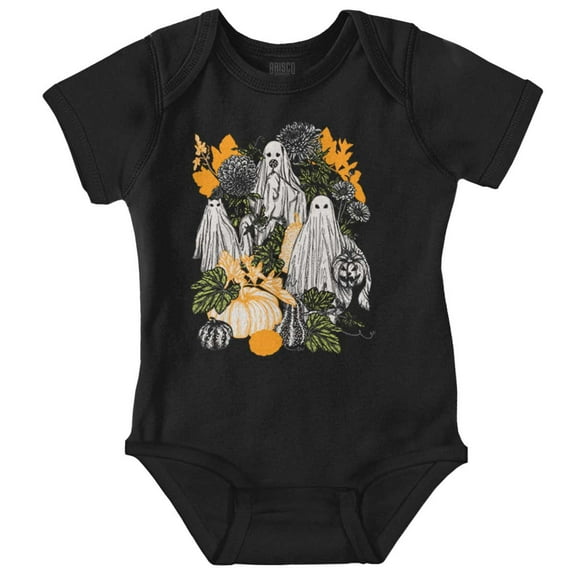 Fall Autumn Ghosts and Pumpkins Romper Boys or Girls Infant Baby Brisco Brands NB