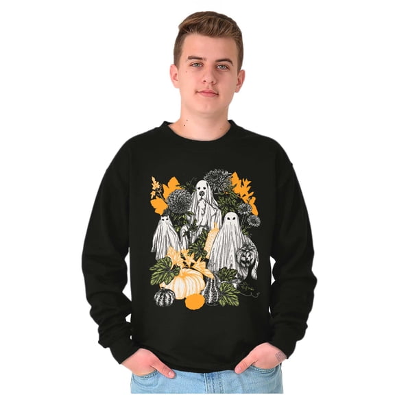 Fall Autumn Ghosts and Pumpkins Unisex Plus Fleece Graphic Sweatshirt Brisco Brands 3X