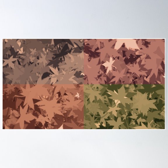 Fall Autumn Leaves 4 Color Design Pattern Poster Wall Art, Modern Wall Decor For Living Room Bedroom, 24x36 UNFRAMED