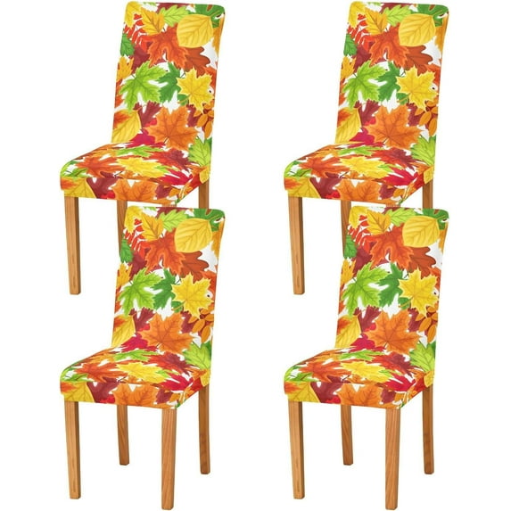 Fall Autumn Leaves Dining Chair Covers Set of 4 Spandex Stretch Seat Cover for Home Decorations Restaurant