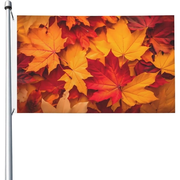 Fall Autumn Leaves Flag Double Side Print, Banner with Grommets, Garden Yard House Flags Indoor and Outdoor Sport Decoration