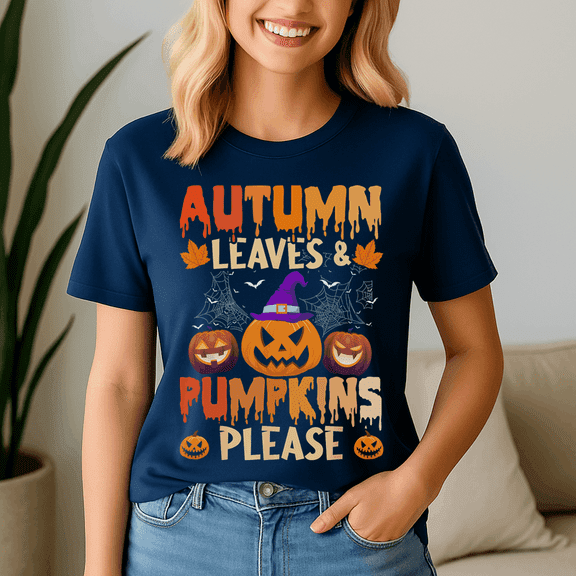 Fall Autumn Leaves Pumpkin Halloween Shirt,Halloween Shirt, Spooky Season Tee, Happy Halloween Shirt , Ghost Pumpkin Tshirt, Funny Holiday Gift,Horror Witchy