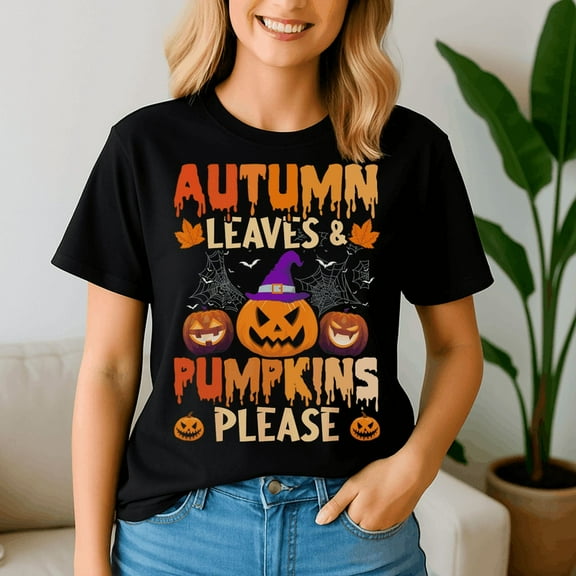 Fall Autumn Leaves Pumpkin Halloween Shirt,Halloween Shirt, Spooky Season Tee, Happy Halloween Shirt , Ghost Pumpkin Tshirt, Funny Holiday Gift,Horror Witchy