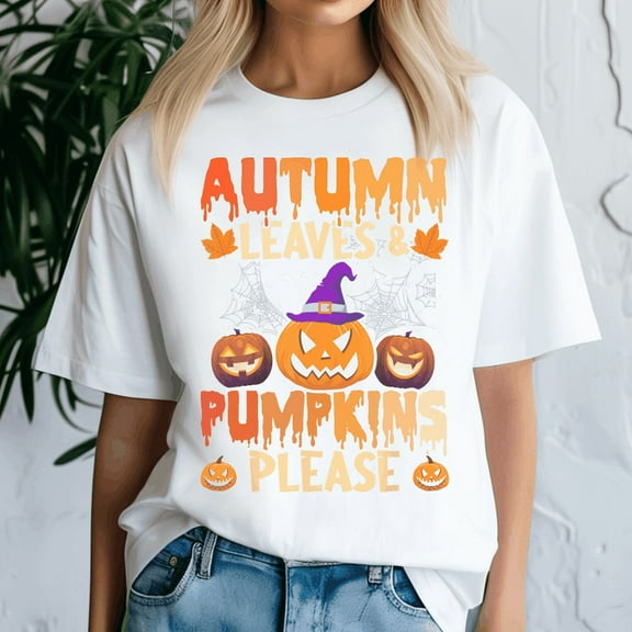 Fall Autumn Leaves Pumpkin Halloween Shirt,Halloween Shirt, Spooky Season Tee, Happy Halloween Shirt , Ghost Pumpkin Tshirt, Funny Holiday Gift,Horror Witchy