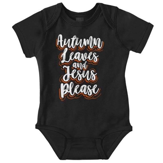 Fall Autumn Leaves and Jesus Please Bodysuit Jumper Girls Infant Baby Brisco Brands NB