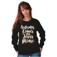 thumbnail image 1 of Fall Autumn Leaves and Jesus Please Women Crewneck Sweatshirt Brisco Brands X, 1 of 6