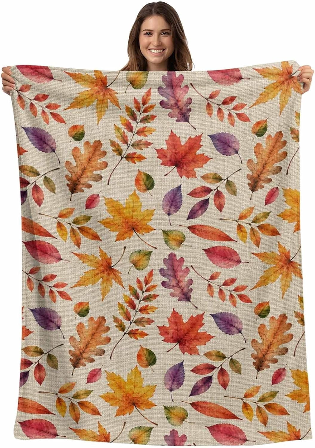 Fall Autumn Maple Leaves Throw Blanket Sherpa Fleece Blanket 30