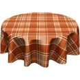 thumbnail image 1 of Fall/Autumn Orange Plaid Tablecloth Thanksgiving Round Tablecloth 60 Inch Orange Fall Table Cloth for Farmhouse Kitchen Decor Polyester Fabric Autumn Table Cover for Party Outdoor Camping, 1 of 6
