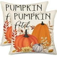 thumbnail image 1 of Fall Autumn Orange Pumpkin Patch Throw Pillow Covers 20x20 Inch Set of 2 Thanksgiving Maple Leaf Pumpkins Outdoor Decorative Pillows Cover Harvest Pillowcase for Bed Couch Sofa Decor, 1 of 6