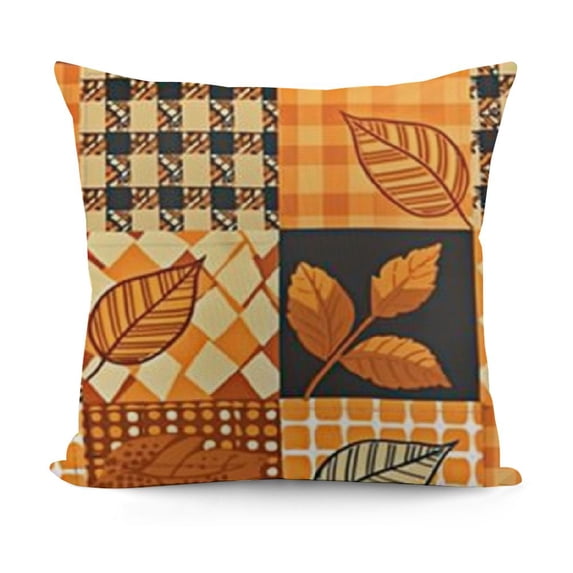 Fall Autumn Pillow Covers for Thanksgiving,Outdoor Waterproof Throw Pillows Orange Yellow Buffalo Plaid Maple Leaf Pillow Cases for Patio Furniture Bench Couch Bed Sofa Decor