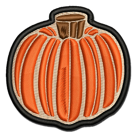 Fall Autumn Pumpkin Applique Multi-Color Embroidered Iron-On Patch - 3 Inch Medium