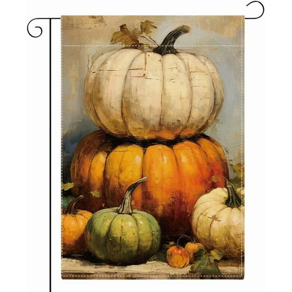 Fall Autumn Pumpkin Garden Flag for Outside Home Holiday Outside Outdoor Patio Lawn Decorations Yard Flag 12x18 Inch