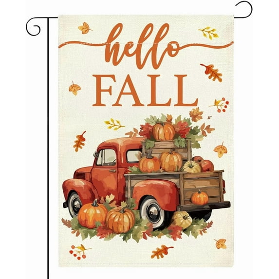 Fall Autumn Pumpkin Garden Flag for Outside Home Holiday Outside Outdoor Patio Lawn Decorations Yard Flag 12x18 Inch