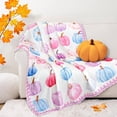 thumbnail image 1 of Fall Autumn Pumpkin Throw Blanket, Soft Pink Cozy Decorative Thanksgiving Blanket for Couch, Bed, Chair, 60" x 50", 1 of 6
