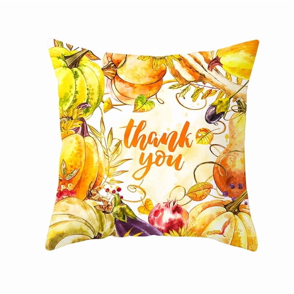 Fall Autumn Pumpkin Throw Pillow Cover Outdoor Watercolor Pumpkins Pillows Cover Thanksgiving Farmhouse Linen Decorative Cushion Case for Couch Bed Decor, 18X18Inch