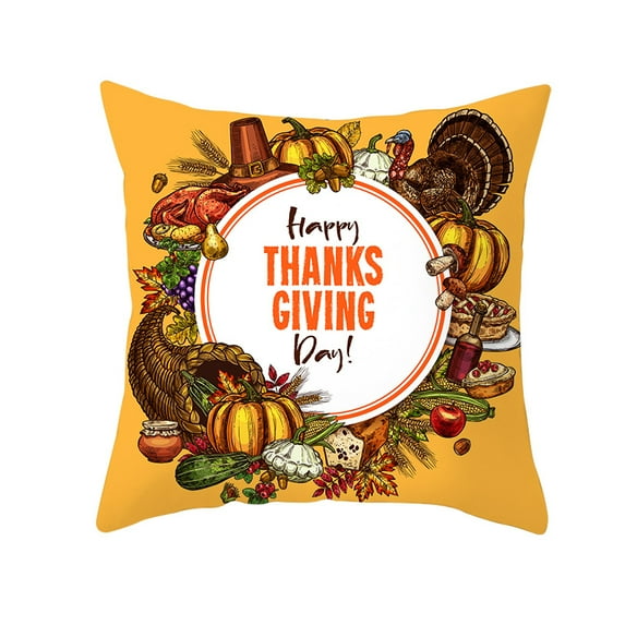Fall Autumn Pumpkin Throw Pillow Cover Outdoor Watercolor Pumpkins Pillows Cover Thanksgiving Farmhouse Linen Decorative Cushion Case for Couch Bed Decor, 18X18Inch