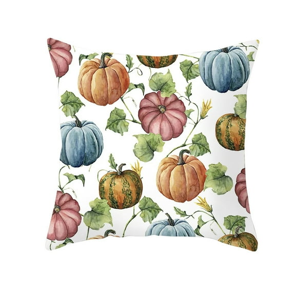 Fall Autumn Pumpkin Throw Pillow Cover Outdoor Watercolor Pumpkins Pillows Cover Thanksgiving Farmhouse Linen Decorative Cushion Case for Couch Bed Decor, 18X18Inch