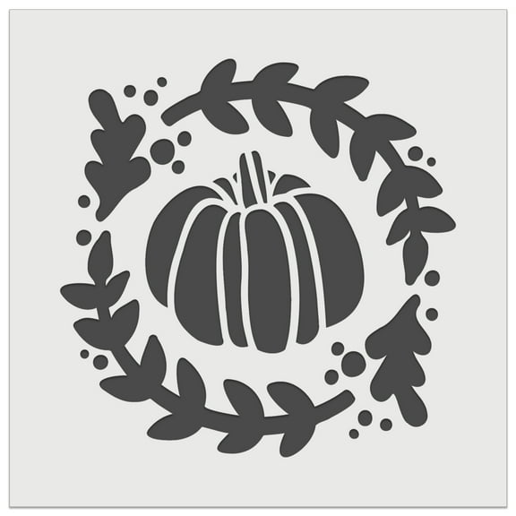 Fall Autumn Pumpkin in Wreath DIY Cookie Wall Craft Stencil - 3.5 Inch