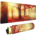 thumbnail image 1 of Fall Autumn Rustic Wood Yellow Forest Sunset Red Leaves Mouse Pad XL Extended Desk Mat, Non Slip Rubber Base Stitched Edge Gaming Pc Desktop Large Mice Pad,31.5 x 11.8 Inch, 1 of 6