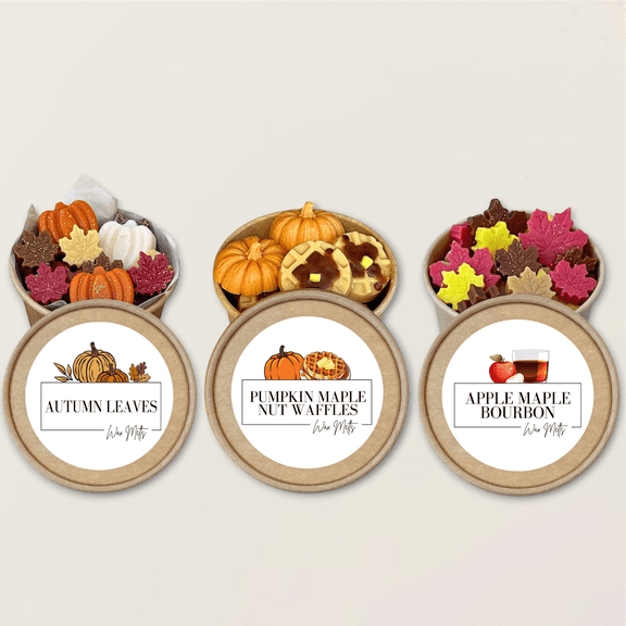 Fall + Autumn Scented Wax Melts 2.5oz Handmade Natural Soy Non-Toxic Home Fragrance 3 Pack