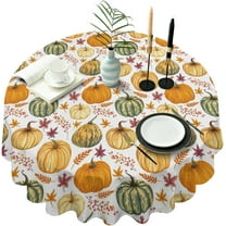 Fall Autumn Table Cloth, Thanksgiving Tablecloths for Round Tables Suitable Farmhouse Decor. Pumpkin Table Cover for Party. As a gift for Your Friends and Celebrate Harvest Day 60x60 inches.