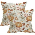 thumbnail image 1 of Fall Autumn Thanksgiving Pumpkin Throw Pillows Cover Set of 2 Orange White Pumpkins Outdoor Pillow Covers 18x18 Inch Harvest Linen Decorative Pillow Cases for Bedroom Couch Sofa Decor, 1 of 6