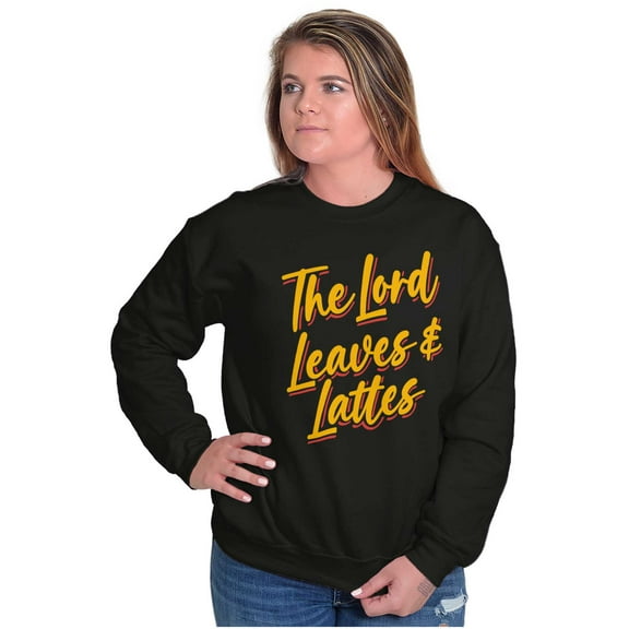 Fall Autumn The Lord Leaves Lattes Women Plus Size Crewneck Sweatshirt Brisco Brands 3X